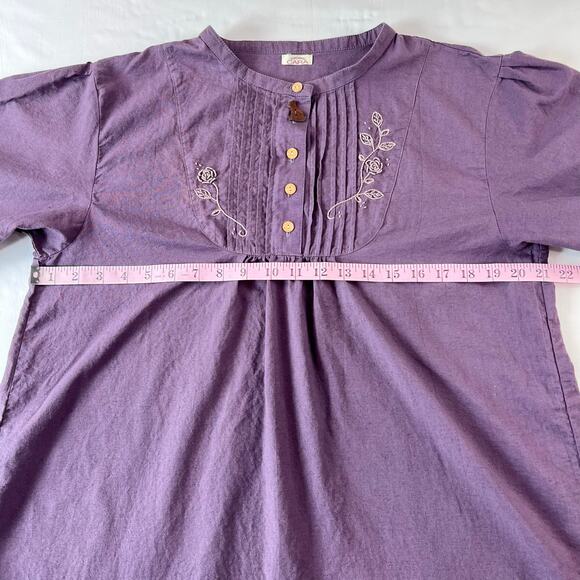 Hikosen Cara Purple Tunic Women's Shirt size Large Embroidered - Picture 4 of 6